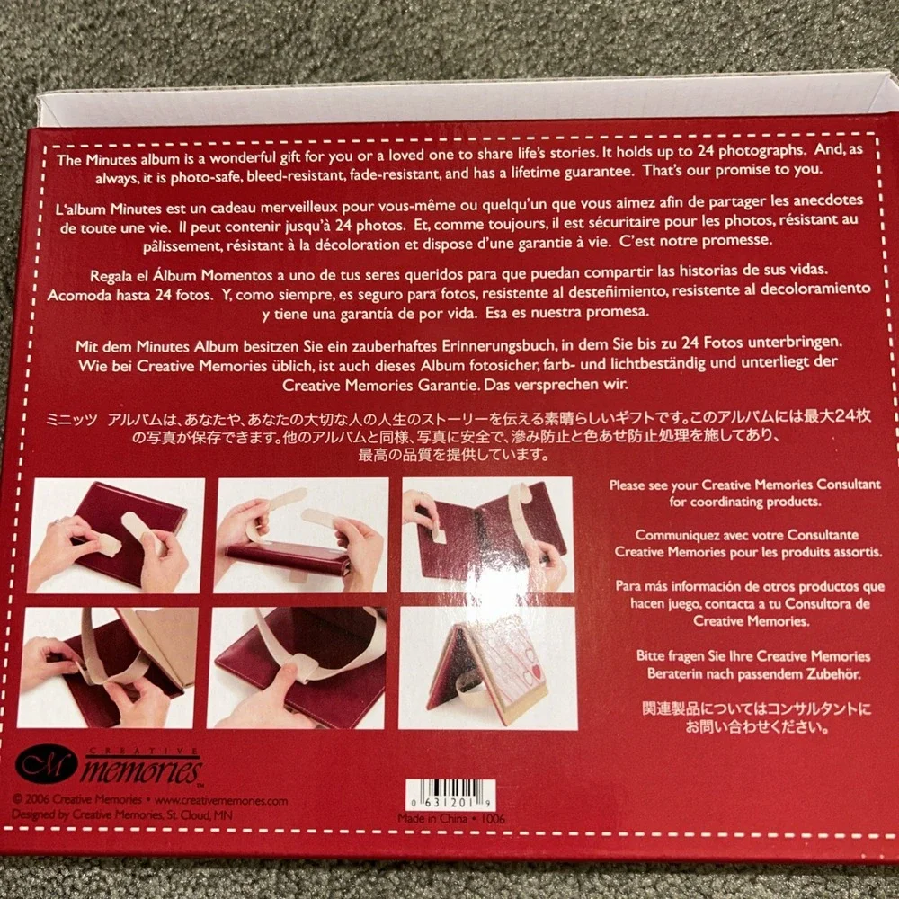 Creative Memories PICFOLIO MINUTES ALBUM Red/Tan Leatherette Holds 24 Photos NIB